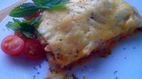 лазанья с куриным рагу