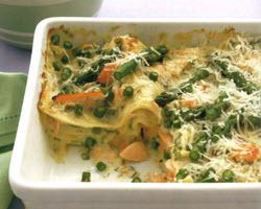 Лазанья с лососем и спаржей