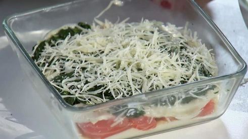 лазанья с лососем