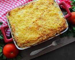 Лазанья с тертым картофелем