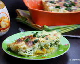 Лазанья с тыквой и шпинатом под соусом из рикотты