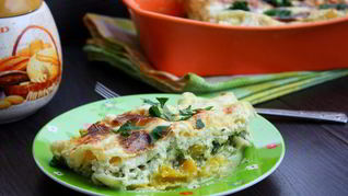 Лазанья с тыквой и шпинатом под соусом из рикотты