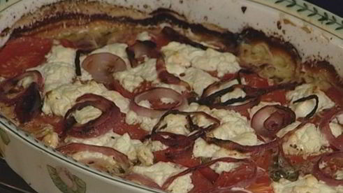 овощная лазанья с козьим сыром