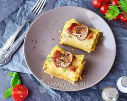 Постная лазанья с грибами