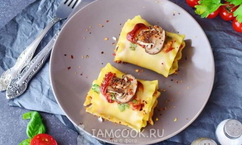 Рецепт постной лазанья с грибами