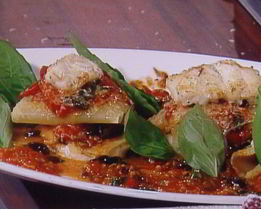 Рыбная лазанья с оливками