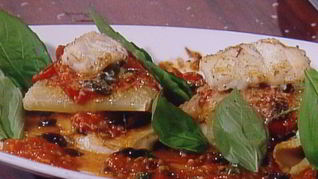 Рыбная лазанья с оливками