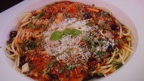 рыбная лазанья с оливками