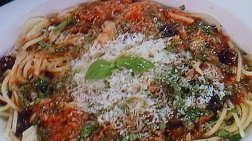 рыбная лазанья с оливками