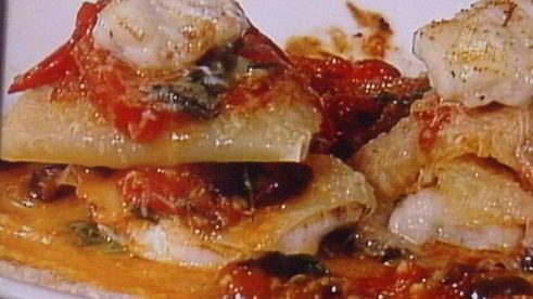 рыбная лазанья с оливками