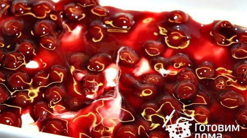 творожно-вишневый десерт лазанья