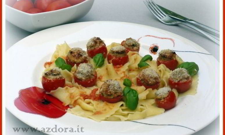 Рецепт домашних паппарделле с фаршированными помидорчиками