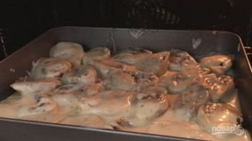 фаршированные макароны ракушки под соусом бешамель