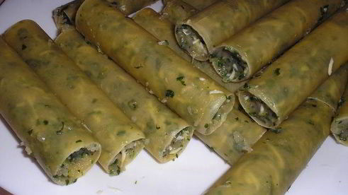 каннелони с курицей и шпинатом