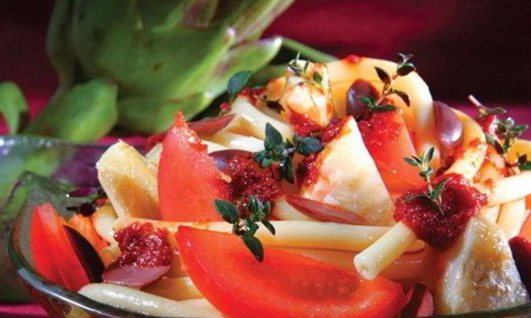 Рецепт макарон с артишоками, оливками и запеченными томатами