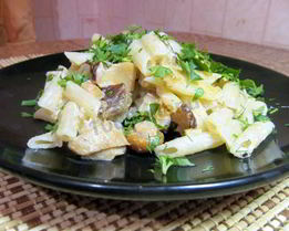 Макароны с белыми грибами