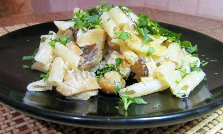 Рецепт макарон с белыми грибами