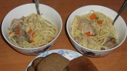 макароны с мясом и овощами