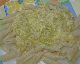 Макароны с соусом из кабачков