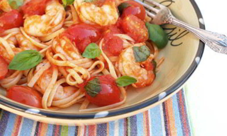 Рецепт пасты с креветками, помидорами и базиликом