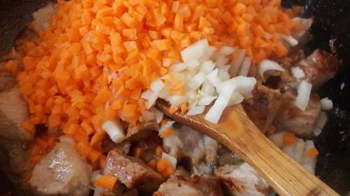 паста с мясом и овощами