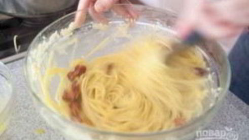 спагетти карбонара с беконом