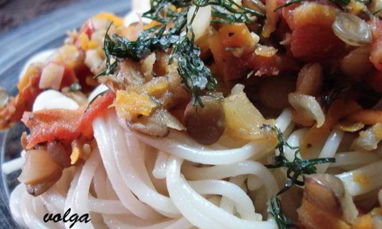 Рецепт спагетти с чечевичным соусом