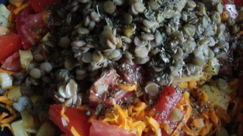 спагетти с чечевичным соусом