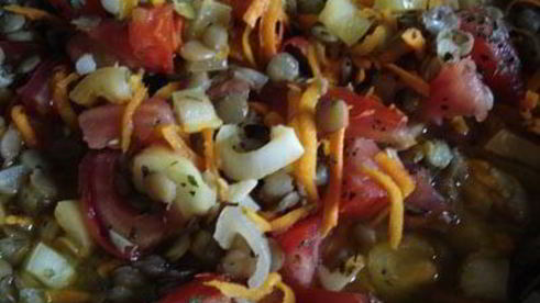 спагетти с чечевичным соусом