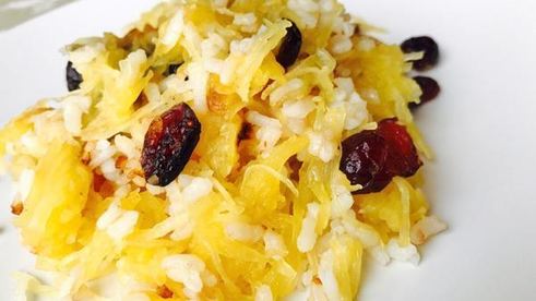 спагетти-тыква запеченая с рисом и сухофруктами