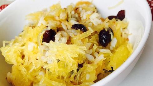 спагетти-тыква запеченая с рисом и сухофруктами