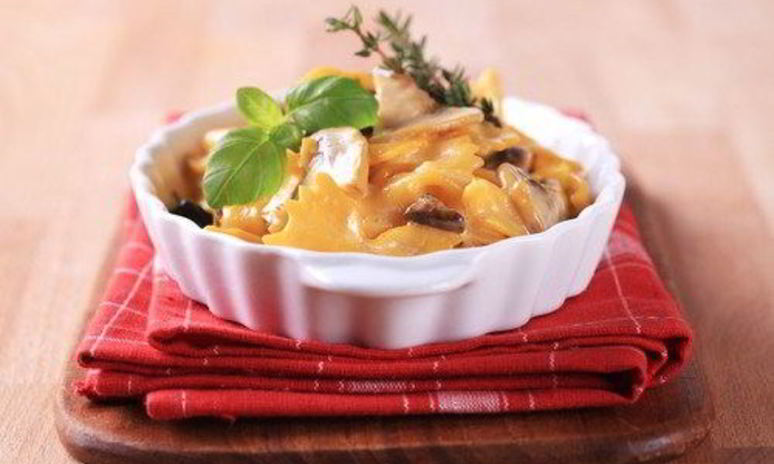 Рецепт запеченной пасты с тыквой и грибами под сырной корочкой