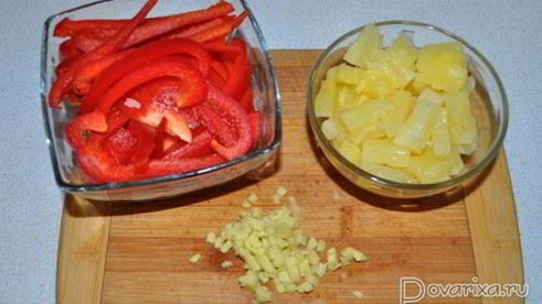 курица стир-фрай в кисло-сладком соусе