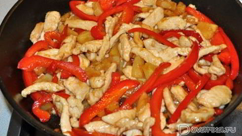 курица стир-фрай в кисло-сладком соусе