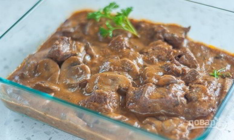 Рецепт мяса, тушенного с грибами