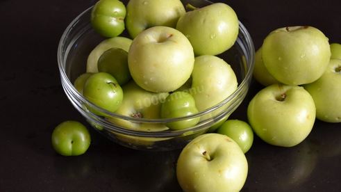 запеченный гусь с яблоками и алычой в духовке