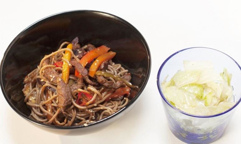 Рецепт острой гречневой лапши с говядиной и соевым соусом