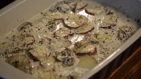 картофельный гратен с грибами