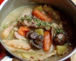 Картошка тушеная с курицей и грибами