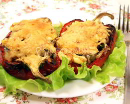 Перец фаршированный брокколи и грибами