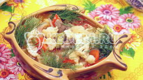 цветная капуста с говядиной в мультиварке