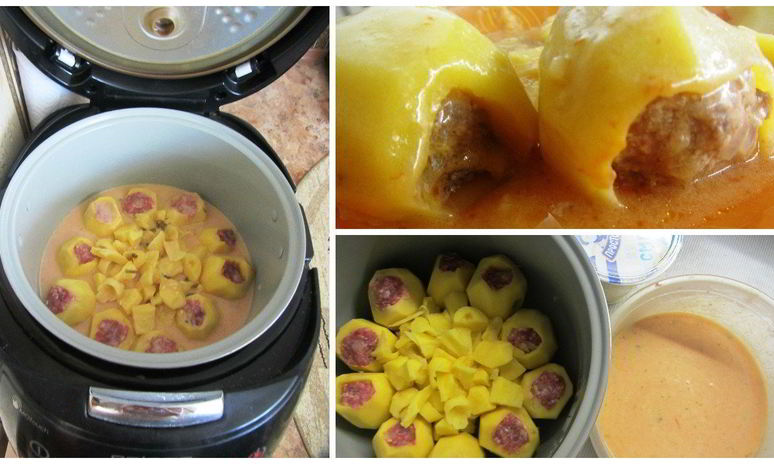 Рецепт тушеного фаршированного картофеля