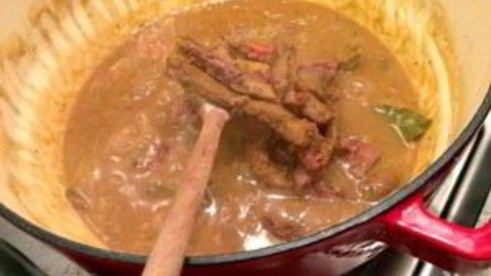 говяжья печень с грибами