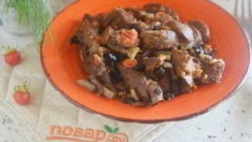 куриная печень с грибами