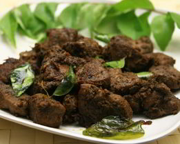 Печень говяжья, жаренная кусками