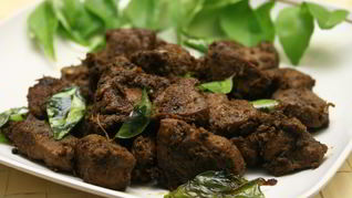 Печень говяжья, жаренная кусками