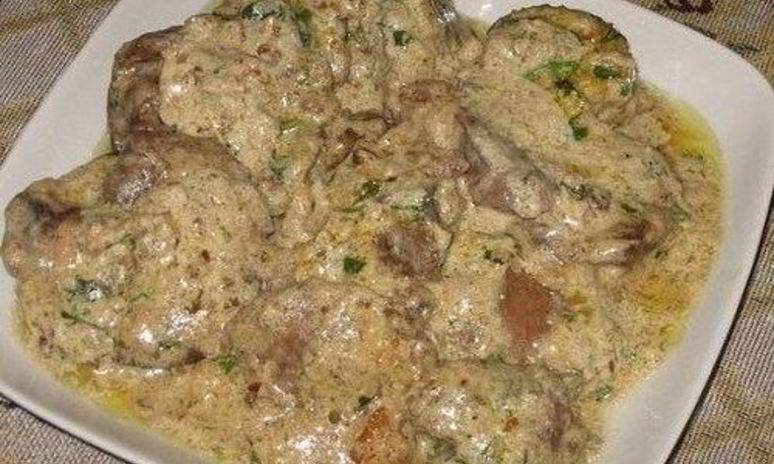 Рецепт печени куриной в ореховом соусе