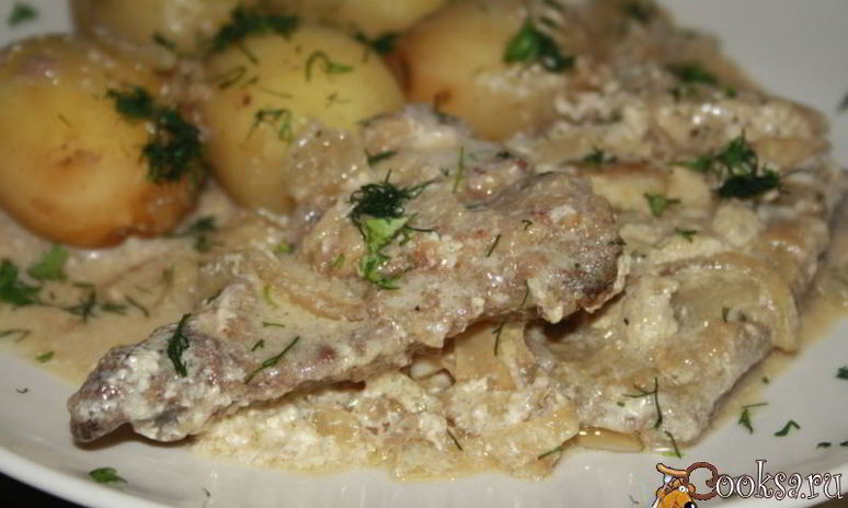 Рецепт печени нежность в сметанно-луковом соусе