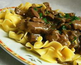 Печень по-бефстрогановски