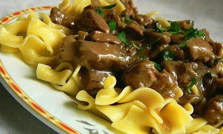 Рецепт печени по-бефстрогановски